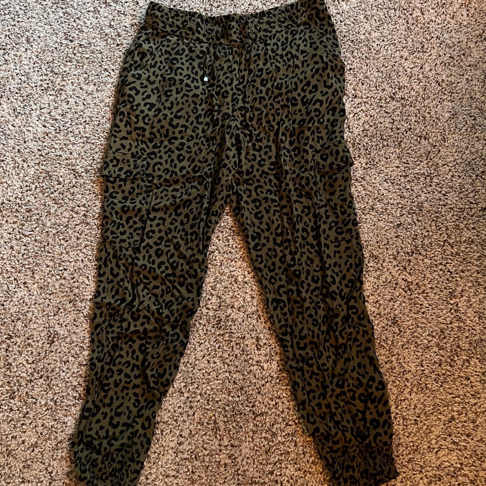 Womens Green and Black Cheetah Print Joggers by Venus
